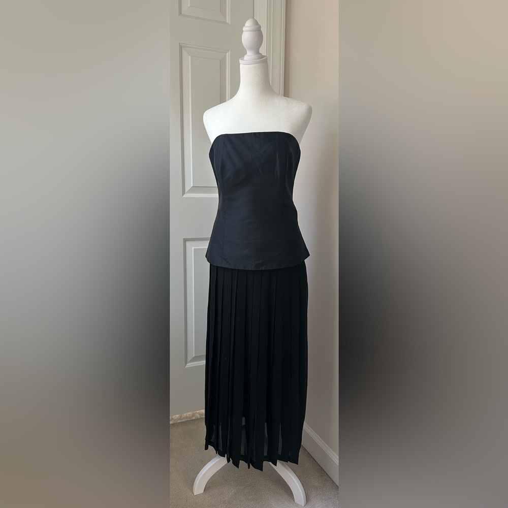 Vintage Kairat Top: silk sleeveless black corset top (skirt sold separately). - Picture 10 of 13